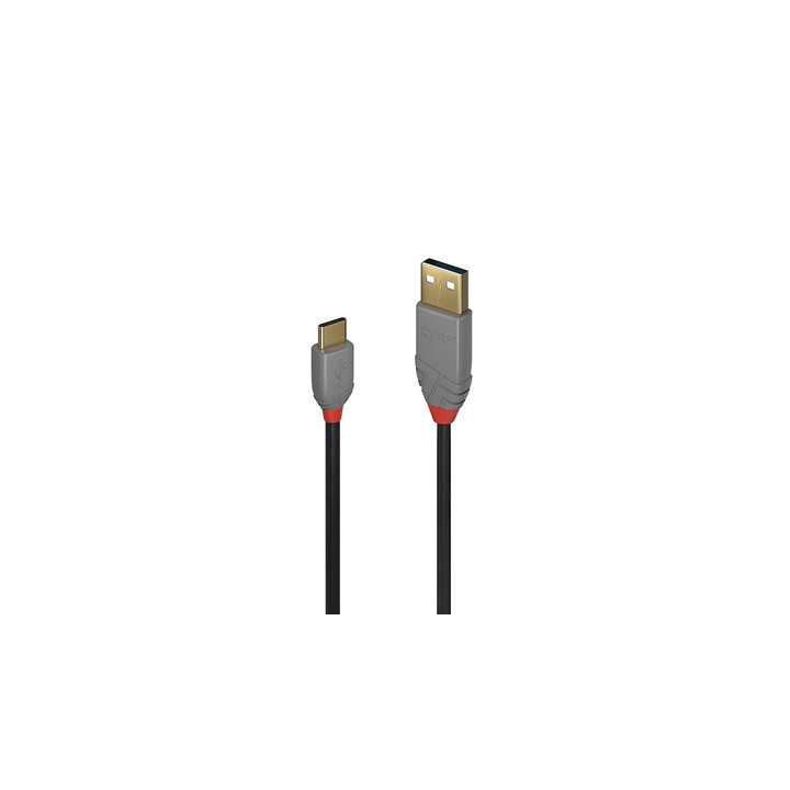 Lindy 36887 2m USB-A (M) 2.0 To USB-C (M) 2.0 Anthra Line 480Mbps Cable - Black