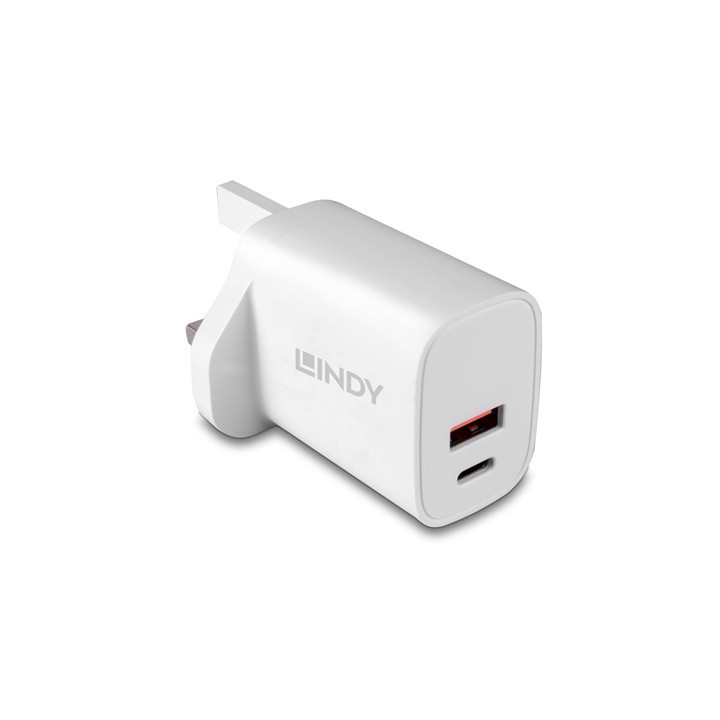 LINDY 73416 Power Adapter  USB  24 pin USB-C  20W  Fast Charge  Power Delivery 3.0  White