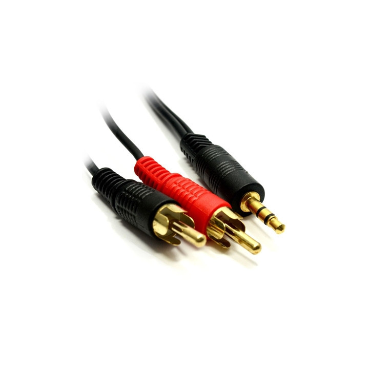 3.5mm (M) Stereo Jack to 2 x RCA Plug (M + M) 2m Black OEM Cable