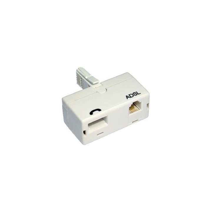BT (M) to BT (F) and RJ11 (F) White OEM Direct Plug ADSL Micro Filter Adapter