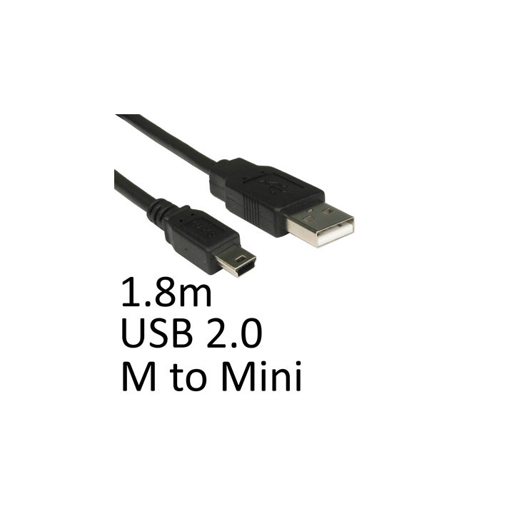 USB 2.0 A (M) to USB 2.0 Mini B (M) 1.8m Black OEM Data Cable