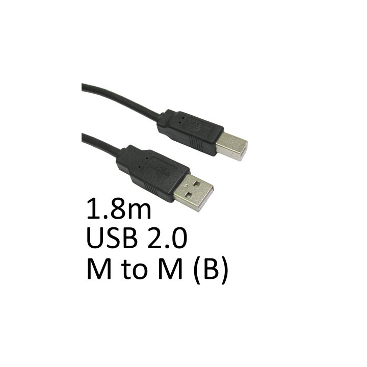 USB 2.0 A (M) to USB 2.0 B (M) 1.8m Black OEM Printer/Scanner Data Cable