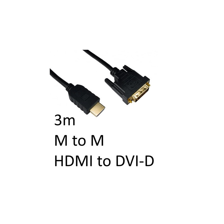 HDMI 1.4 (M) to DVI-D (M) 3m Black OEM Display Cable