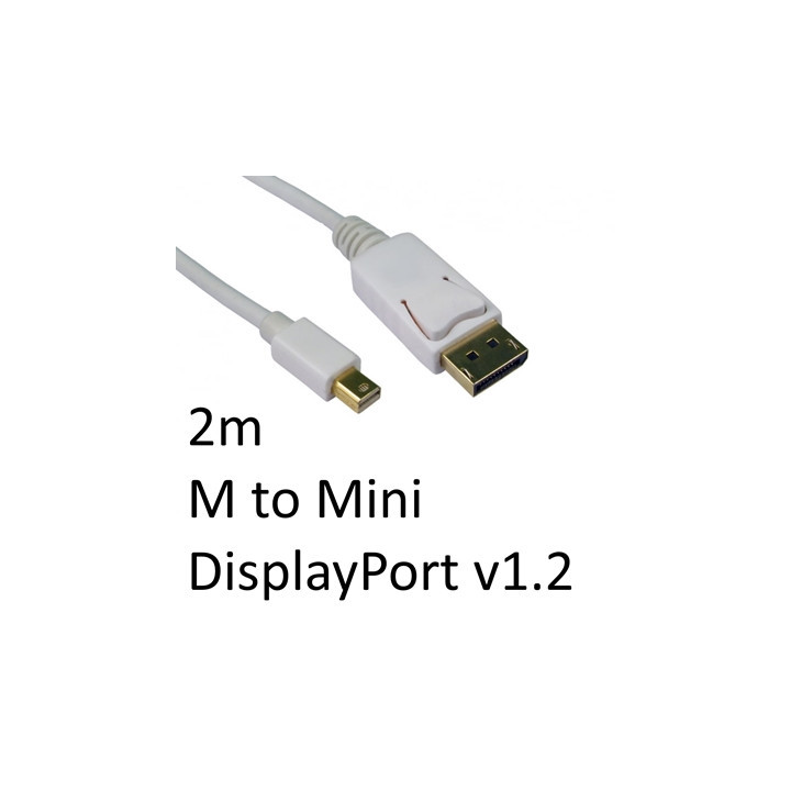 DisplayPort 1.2 (M) to Mini DisplayPort 1.2 (M) 2m White OEM Display Cable