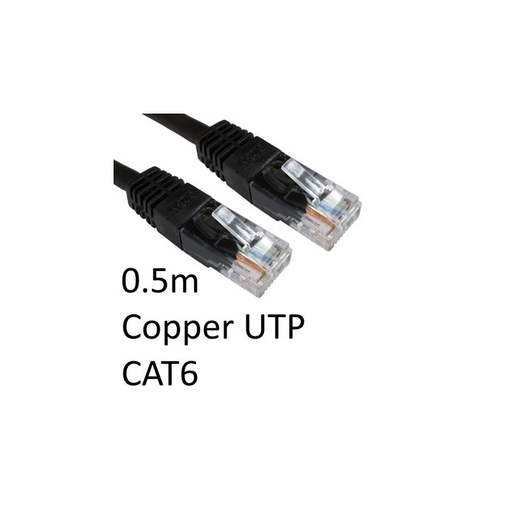 RJ45 (M) to RJ45 (M) CAT6 0.5m Black OEM Moulded Boot Copper UTP Network Cable