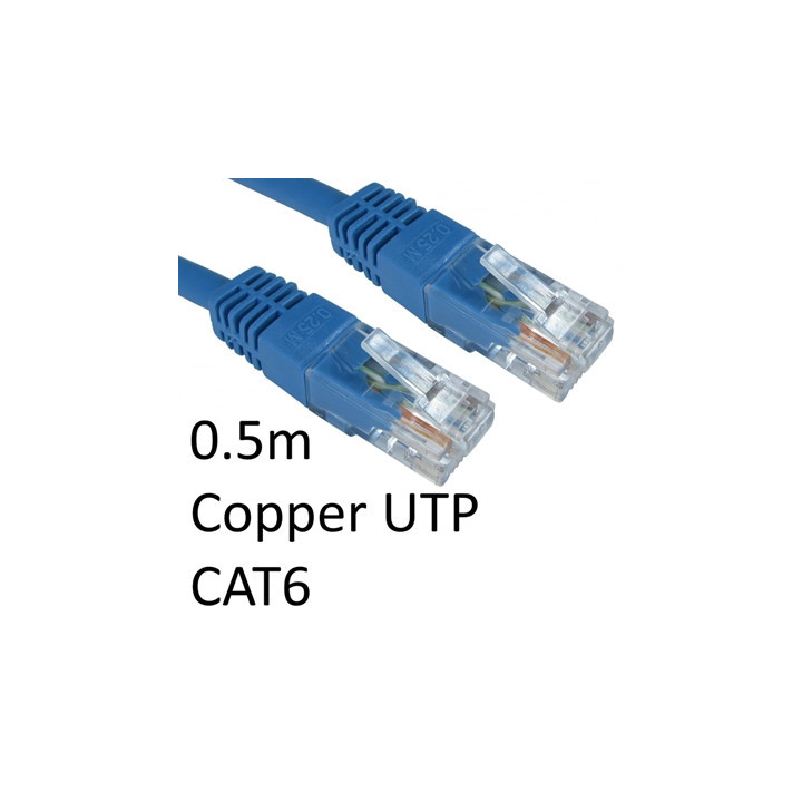 RJ45 (M) to RJ45 (M) CAT6 0.5m Blue OEM Moulded Boot Copper UTP Network Cable