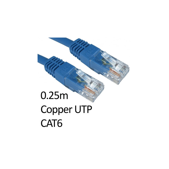 RJ45 (M) to RJ45 (M) CAT6 0.25m Blue OEM Moulded Boot Copper UTP Network Cable