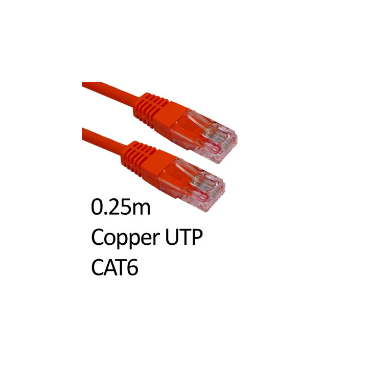 RJ45 (M) to RJ45 (M) CAT6 0.25m Red OEM Moulded Boot Copper UTP Network Cable