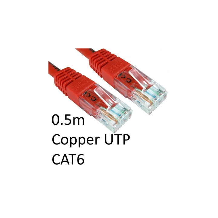 RJ45 (M) to RJ45 (M) CAT6 0.5m Red OEM Moulded Boot Copper UTP Network Cable