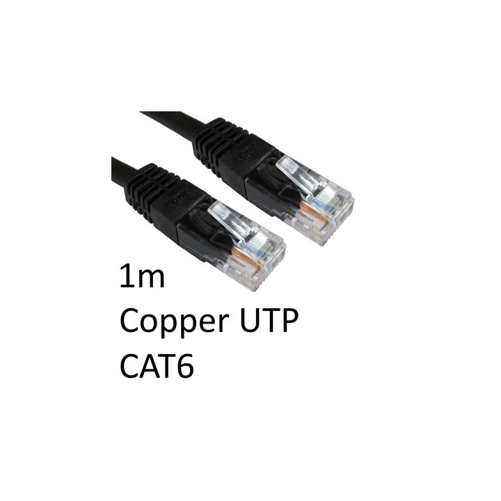 RJ45 (M) to RJ45 (M) CAT6 1m Black OEM Moulded Boot Copper UTP Network Cable