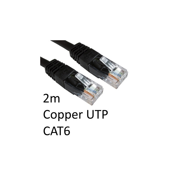 RJ45 (M) to RJ45 (M) CAT6 2m Black OEM Moulded Boot Copper UTP Network Cable
