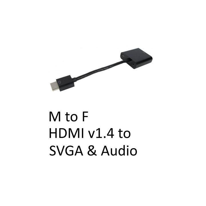 HDMI 1.4 (M) to SVGA & Audio (F) Black OEM Converter Adapter