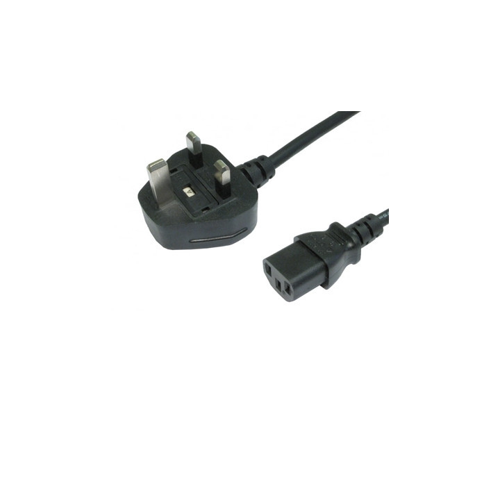 1.8m UK 3 Pin Plug To IEC C13 (Kettle) 5 Amp Fuse Mains Extension Cable - Black