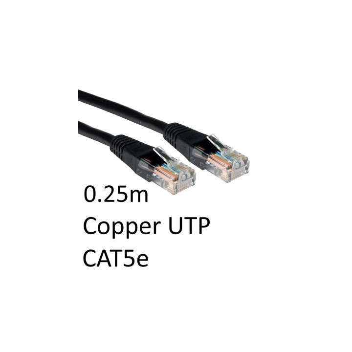 RJ45 (M) to RJ45 (M) CAT5e 0.25m Black OEM Moulded Boot Copper UTP Network Cable
