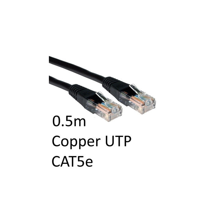 RJ45 (M) to RJ45 (M) CAT5e 0.5m Black OEM Moulded Boot Copper UTP Network Cable