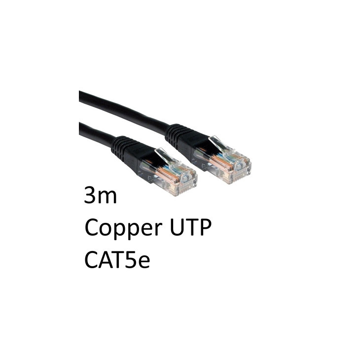 RJ45 (M) to RJ45 (M) CAT5e 3m Black OEM Moulded Boot Copper UTP Network Cable