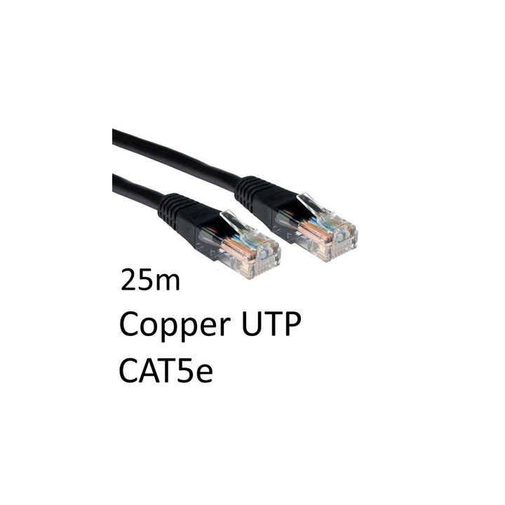 RJ45 (M) to RJ45 (M) CAT5e 25m Black OEM Moulded Boot Copper UTP Network Cable