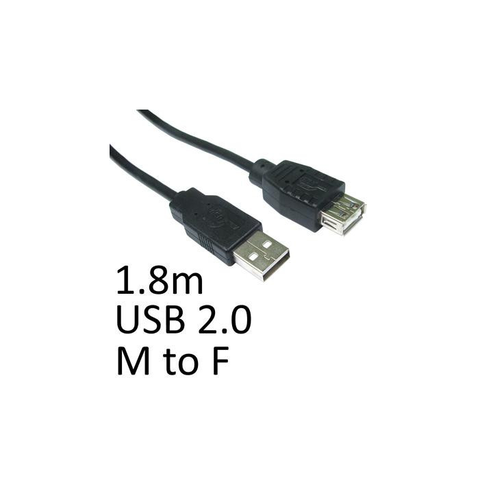 USB 2.0 A (M) to USB 2.0 A (F) 1.8m Black OEM Extension Data Cable