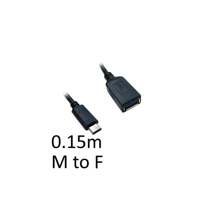 USB 3.0 A (F) to USB 3.1 C (M) 0.15m Black OEM Data Adapter