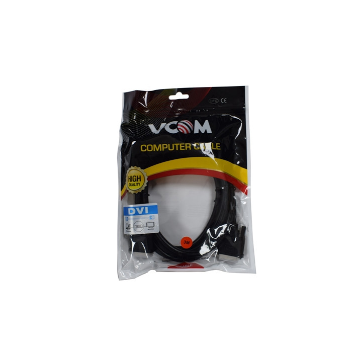 VCOM DVI-D (M) to DVI-D (M) (24+1 pin) 3m Black Retail Packaged Display Cable  Works with Flat Panel Displays  Digital CRT Monit
