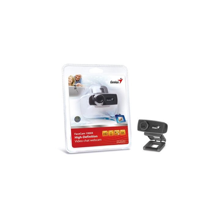 Genius FaceCam 1000X HD WebCam V2  1280x720  True-to-life HD 720p with Built-in Microphone  For Skype  FaceTime  Hangouts  WebEx