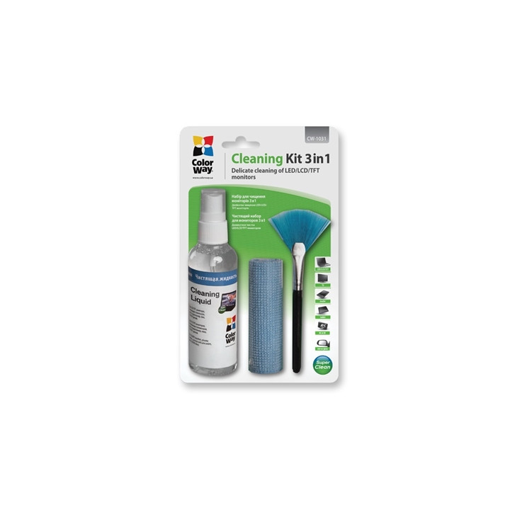 Colorway Multipurpose 3 in 1 Cleaner Set with Microfiber Cloth for Screen and Monitor