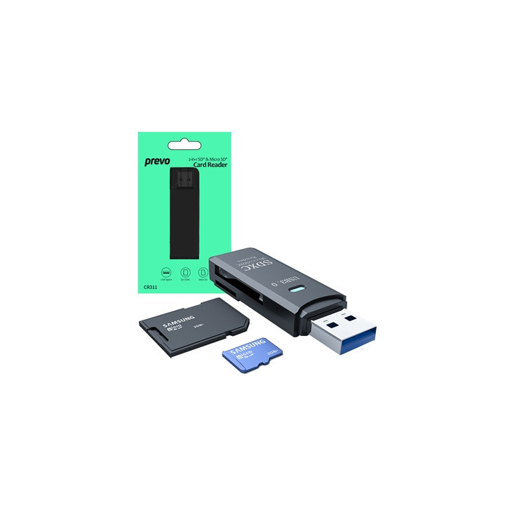 Prevo CR311 USB 3.0 Card Reader  High-speed Memory Card Adapter Supports SD/Micro SD/TF/SDHC/SDXC/MMC  Compatible with Windows  