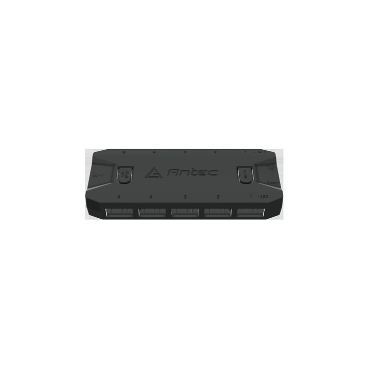 Antec ARGB & Fan Controller - 5 PWM Fan Ports  5 ARGB LED Ports  SATA Power  Compact Design  2-Year Warranty