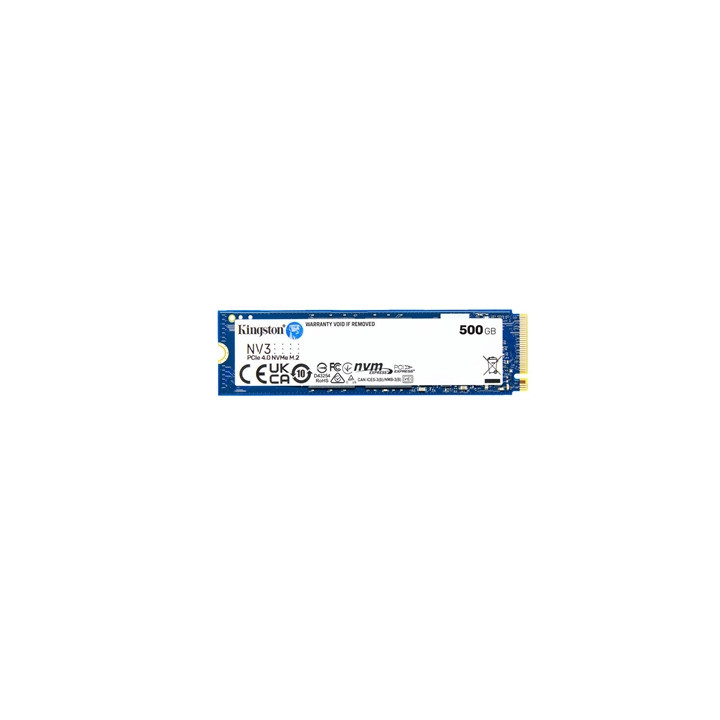 Kingston NV3 (SNV3S/500G) 500GB NVMe SSD  M.2 Interface  PCIe Gen4  2280  Read 6000 MB/s  Write 2200 MB/s  3 Year Warranty