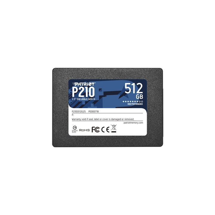 Patriot P210 (P210S512G25) 512GB 2.5 Inch SSD  Sata 3 Interface  Read 520MB/s  Write 430MB/s  3 Year Warranty