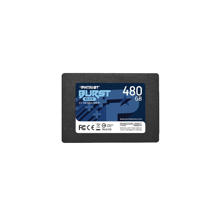 Patriot Elite (PBE480GS25SSDR) 480GB 2.5 Inch SSD  Sata 3 Interface  Read 450MB/s  Write 320MB/s  3 Year Warranty