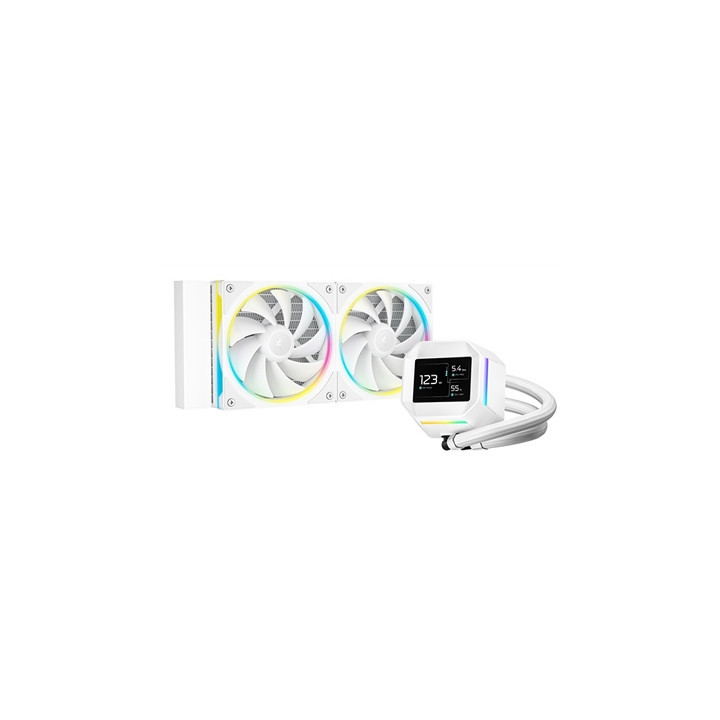 DeepCool LM240 White Liquid CPU Cooler with 2.4“ IPS Display  240mm AIO  Dual 120mm ARGB Fans  Anti-Leak Technology  PWM Pump  I