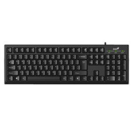 Genius KB-100 Wired Smart Keyboard  USB Plug and Play  Customizable Function Keys  Multimedia  Full Size UK Layout Design for Ho