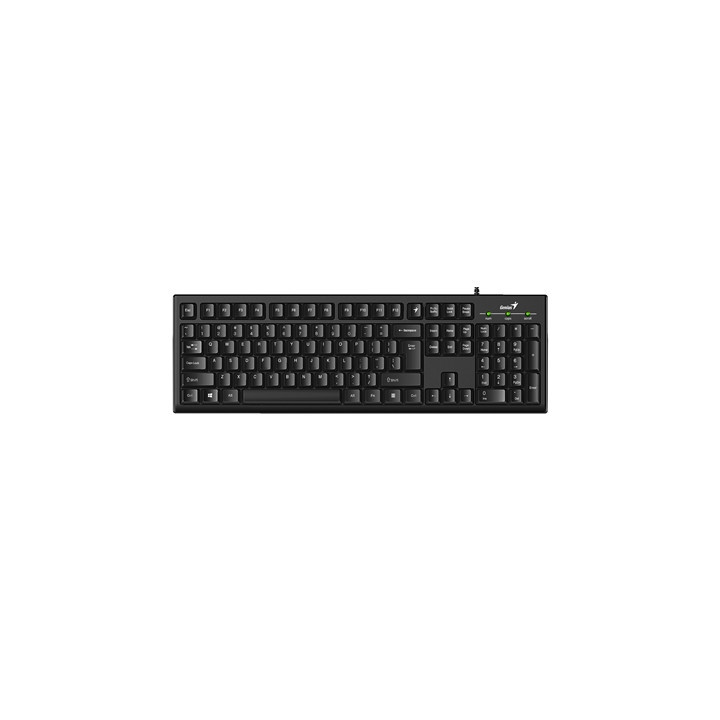 Genius KB-100 Wired Smart Keyboard  USB Plug and Play  Customizable Function Keys  Multimedia  Full Size UK Layout Design for Ho