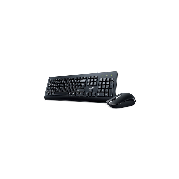 Genius KM-160 Wired Keyboard and Mouse Combo Set  USB Plug and Play  Spill resistant  Full Size UK Layout with Low Profile Keys 
