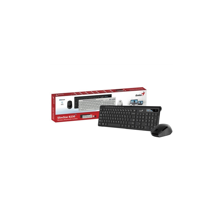 Genius SlimStar 8230 Bluetooth 5.3 and 2.4GHz Wireless Keyboard and Mouse Set  12 Multimedia Function Keys  Full Size UK Layout 