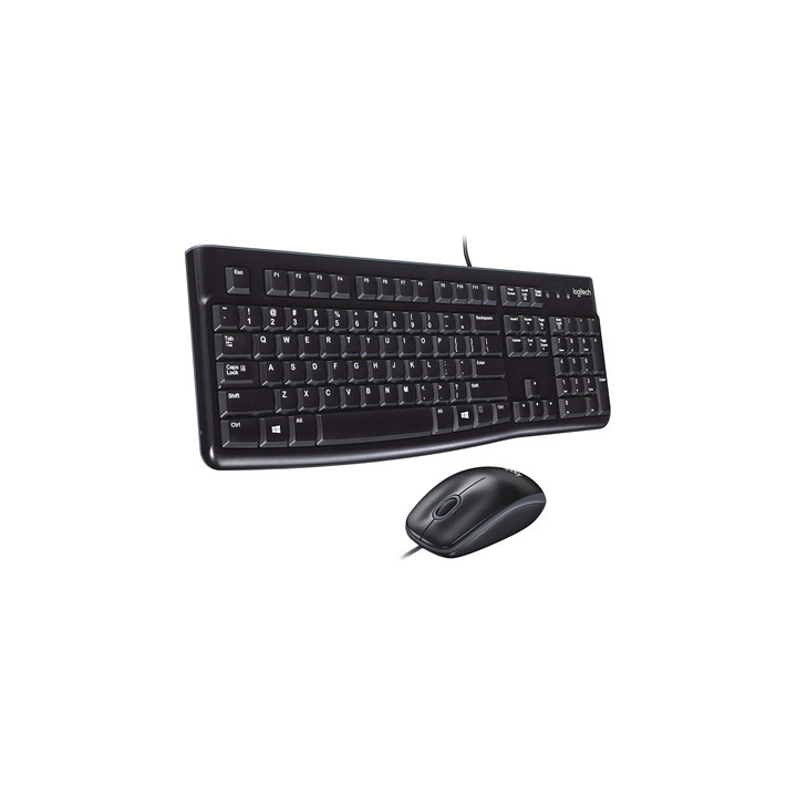 Logitech MK120 Wired Keyboard and Mouse Combo for Windows  Optical Wired Mouse  Full-Size Keyboard  USB Plug-and-Play  Compatibl