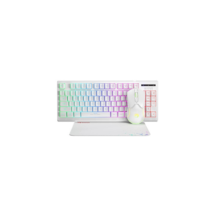 Marvo Scorpion CM310 Loot 30 3 in 1 RGB Wired Gaming UK Layout TKL Keyboard  Mouse and Mat Bundle (White)