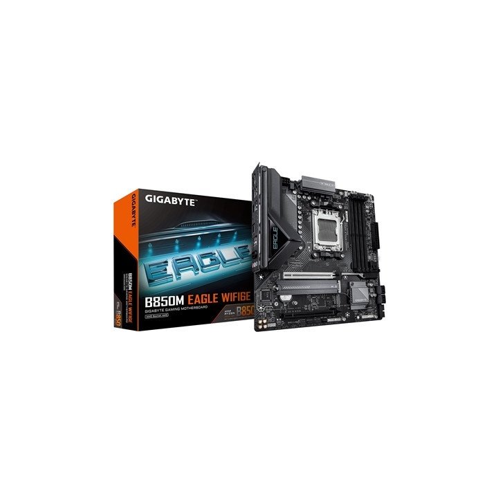 Gigabyte B850M Eagle WIFI6E AMD AM5 Socket Motherboard  Micro-ATX  4x DDR5 Slots  2x M.2 Sockets  Fitted I/O Shield  2.5GbE LAN 