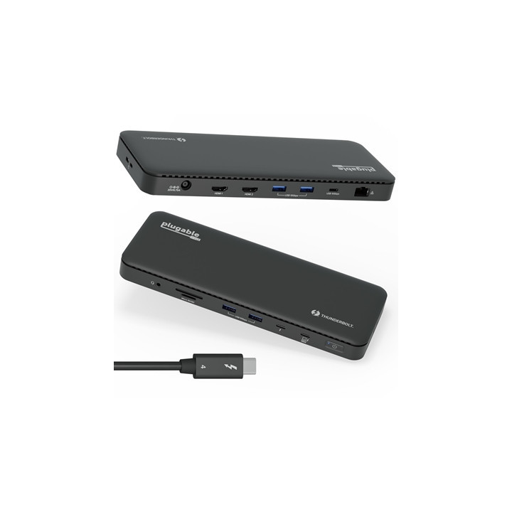 Plugable TBT4-UD5 ThunderBolt 4 Dual Monitor (2x 4K or 1x 8K) 96W USB-C PD Docking Station