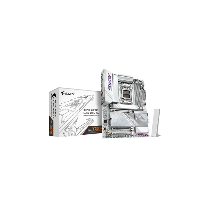 Gigabyte X870E AORUS ELITE WIFI7 ICE AMD AM5 Socket Motherboard  ATX  4x DDR5 Slots  4x M.2 Sockets  Fitted I/O Shield  2.5GbE L