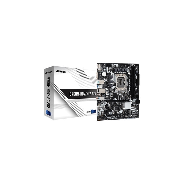 ASRock B760M-HDV/M.2 D4 Intel 1700 Socket Motherboard  Micro-ATX  2x DDR4 Slots  2x M.2 Sockets  GbE LAN  1x D-Sub / 1x DisplayP