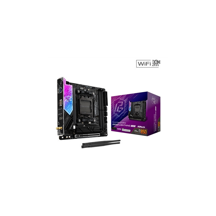 ASRock B850I Lightning WiFi PHANTOM GAMING AMD AM5 Socket Motherboard  Mini-ITX  2x DDR5 Slots  2x M.2 Sockets  Fitted I/O Shiel