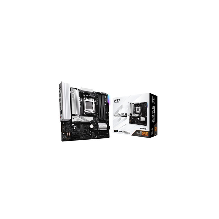 ASRock B850M Pro RS AMD AM5 Socket Motherboard  Micro-ATX  4x DDR5 Slots  3x M.2 Sockets  Fitted I/O Shield  2.5GbE LAN  1x Disp