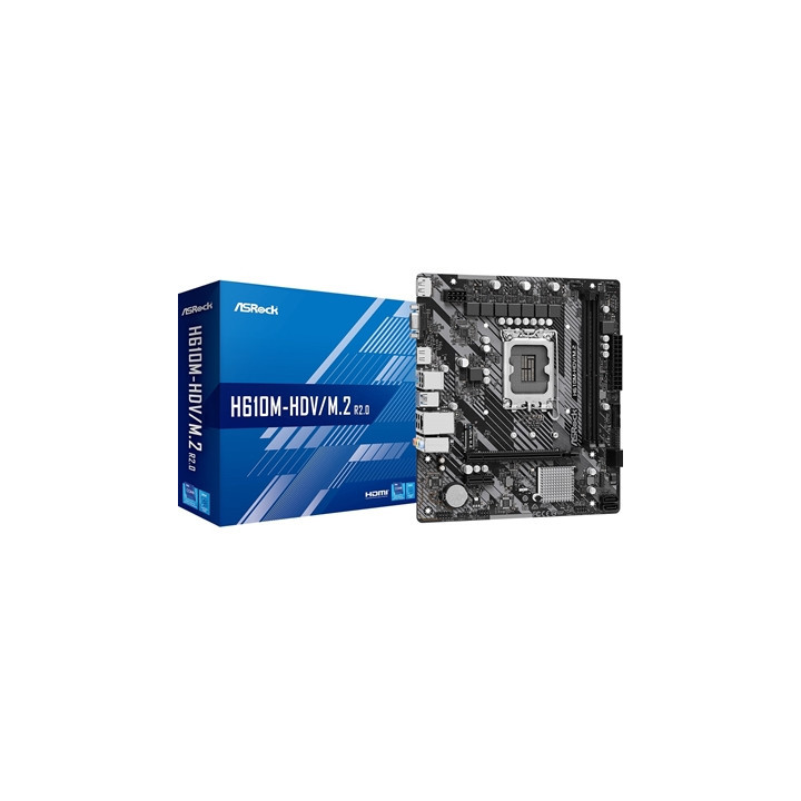 ASRock H610M-HDV/M.2 R2.0 Super Alloy Intel 1700 Socket Motherboard  Micro-ATX  2x DDR4 Slots  1x M.2 Socket  GbE LAN  1x D-Sub 