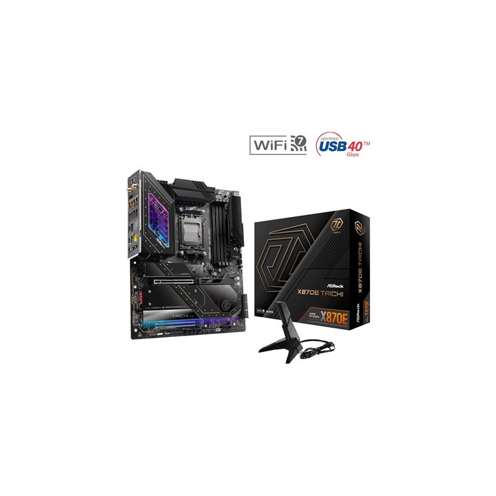 ASRock X870E TAICHI AMD AM5 Socket Motherboard  E-ATX  4x DDR5 Slots  4x M.2 Sockets  Fitted I/O Shield  5GbE LAN  Wi-Fi 7  1x H