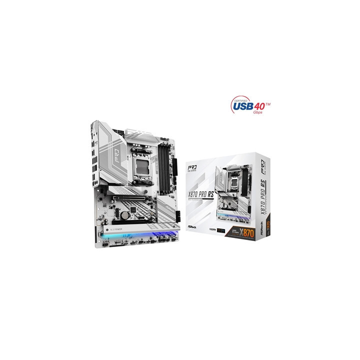 ASRock X870 PRO RS AMD AM5 Socket Motherboard  ATX  4x DDR5 Slots  3x M.2 Sockets  Fitted I/O Shield  2.5GbE LAN  1x HDMI Port /