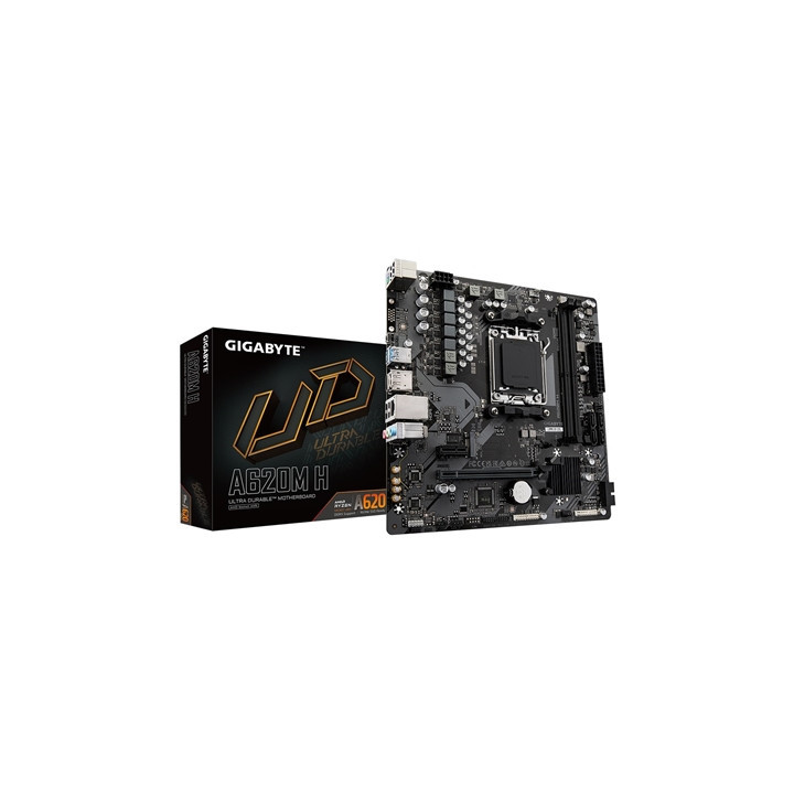 Gigabyte A620M H Ultra Durable AMD AM5 Socket Motherboard  Micro-ATX  2x DDR5 Slots  1x M.2 Socket  GbE LAN  1x DisplayPort / 1x