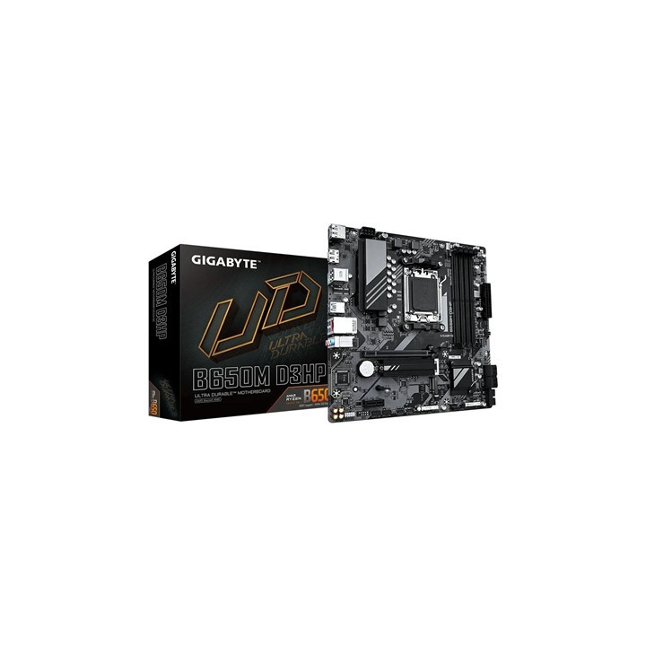 Gigabyte B650M D3HP Ultra Durable AMD AM5 Socket Motherboard  Micro-ATX  4x DDR5 Slots  2x M.2 Sockets  2.5GbE LAN  2x DisplayPo