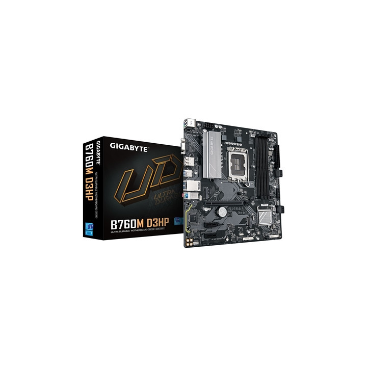Gigabyte B760M D3HP Intel 1700 Socket Motherboard  Micro-ATX  4x DDR5 Slots  2x M.2 Sockets  1x USB-C Port  GbE LAN  1x D-Sub / 